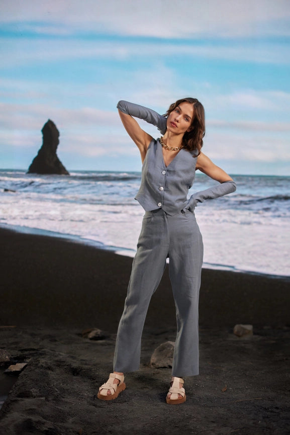 Do You Mind Linen Pants-Pants-Dor Raw Luxury-XS-Blue Grey-Urbanheer