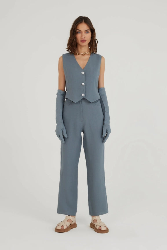 Do You Mind Linen Pants-Pants-Dor Raw Luxury-XS-Blue Grey-Urbanheer