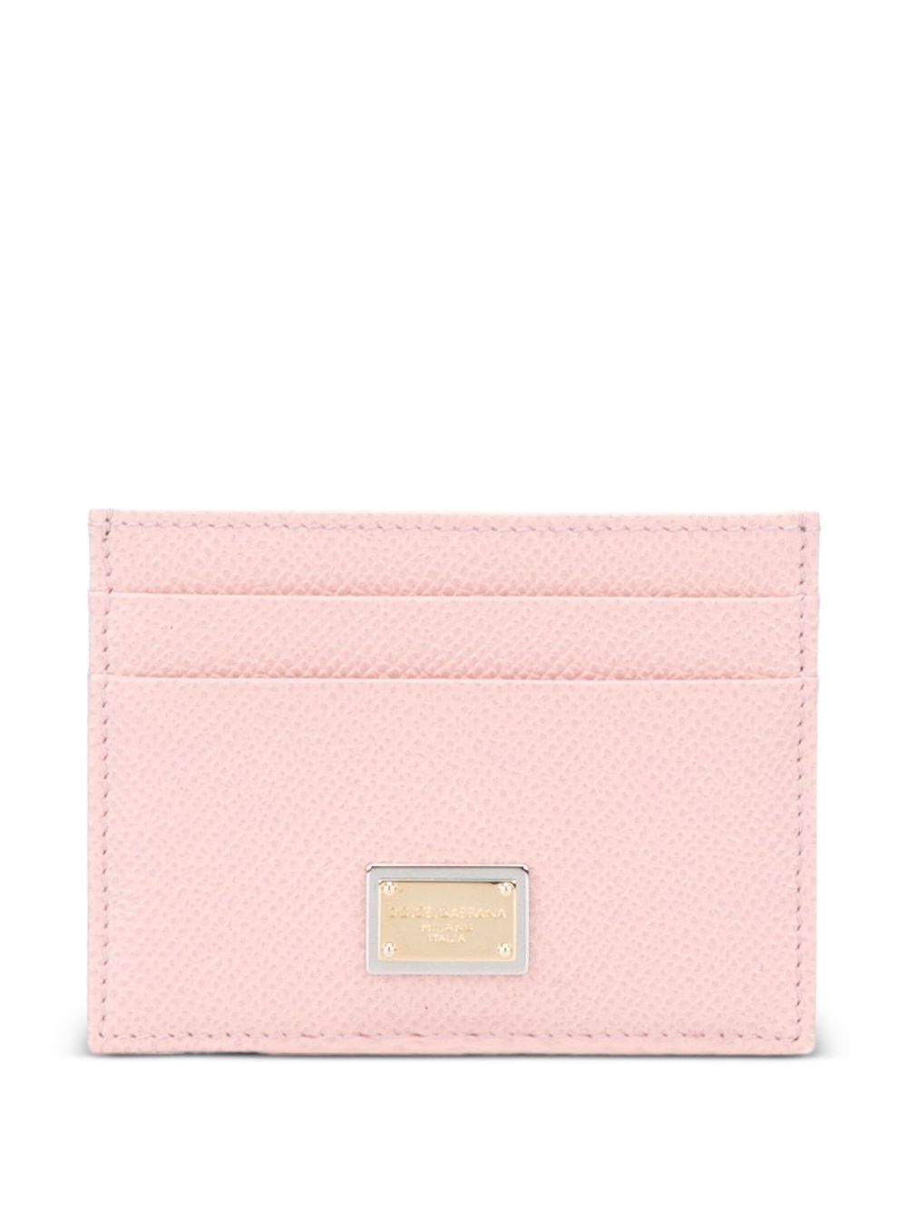 Dolce & Gabbana-Dauphine leather card holder in pastel pink