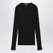 Dolce & Gabbana Dolce&Gabbana Black ribbed silk and cotton sweater