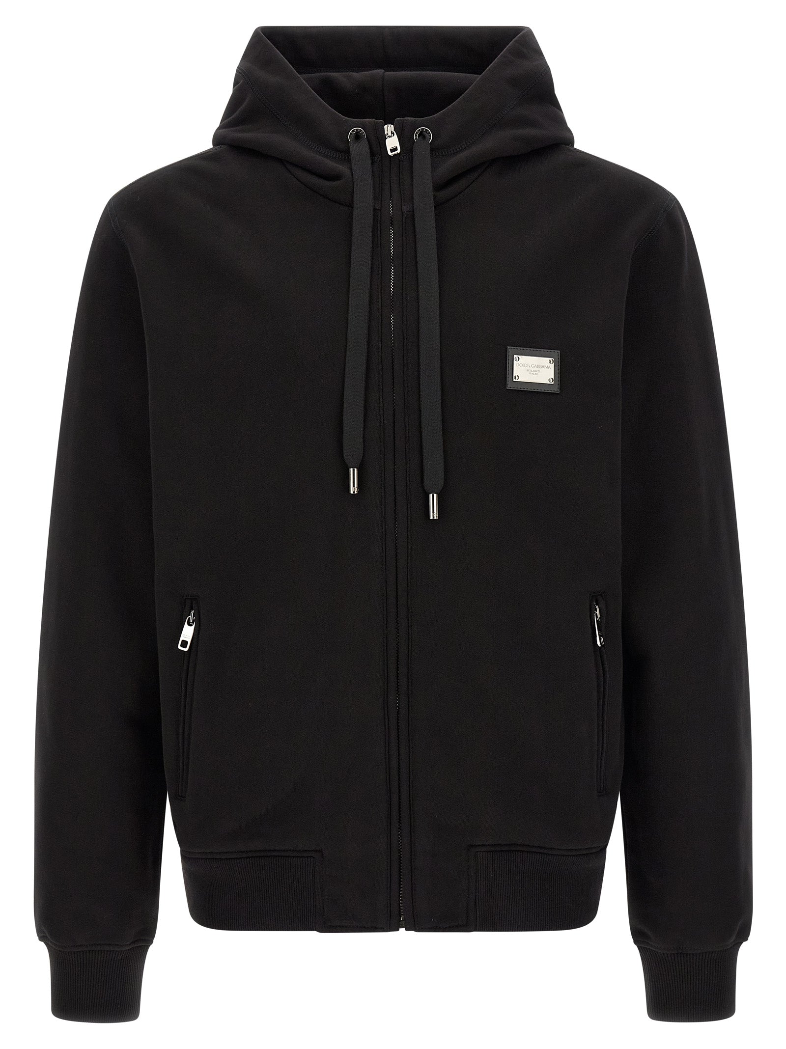 Cotton Jersey Hoodie with Logo Plaque