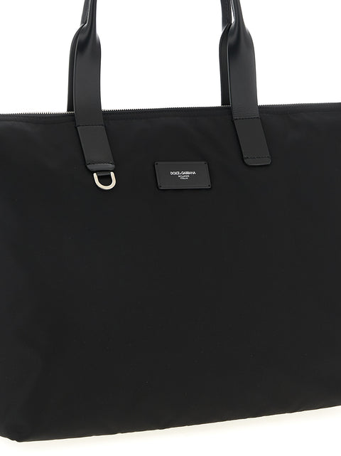 Dolce & Gabbana Media Logo Patch Shopping Bag