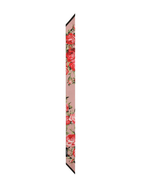 Dolce & Gabbana-Rose Bouquet-print silk twill bandeau/skinny scarf