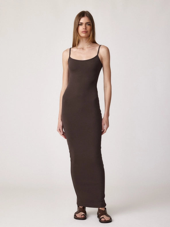 Donya Maxi-Shirt Dress-CLYQUE-M-ESPRESSO-Urbanheer