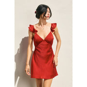 Dot Darling Flutter Sleeves Mini Dress in Red