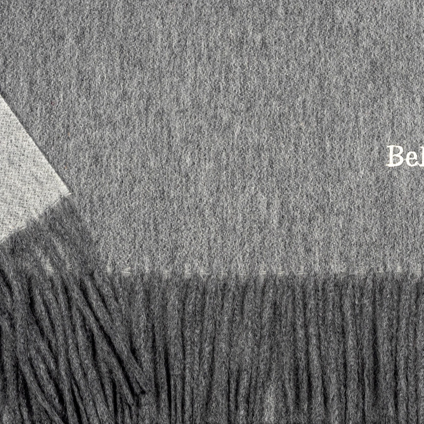 Double Face Cashmere Scarf with Fringes Grey and Cream-Scarf-Bel Cashmere S.C.-170 (+10 cms fringes each side) x 30 cms-Urbanheer