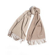 Double Face Cashmere Scarf with Fringes Organic Brown And Cream-Scarf-Bel Cashmere S.C.-170 (+10 cms fringes each side) x 30 cms-Urbanheer
