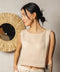 Double Layer Muslin Tank Top-Tank Tops-Moa-Length: 17" inch - 44cm Wide: 18.5"inch- 47cm-Beige-Urbanheer