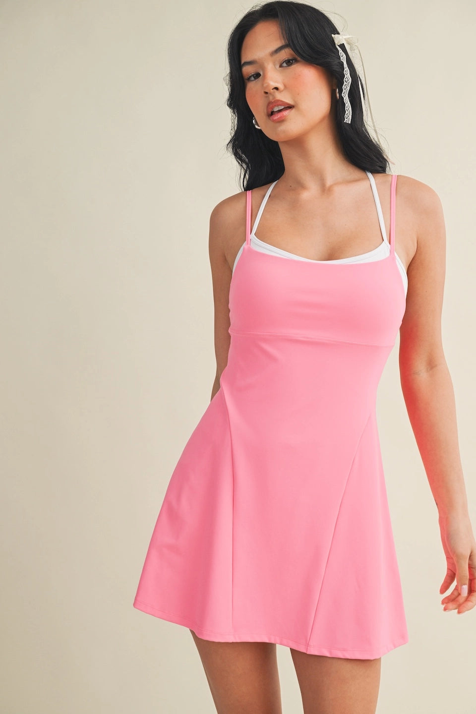 Double Layered Dress Hot Pink