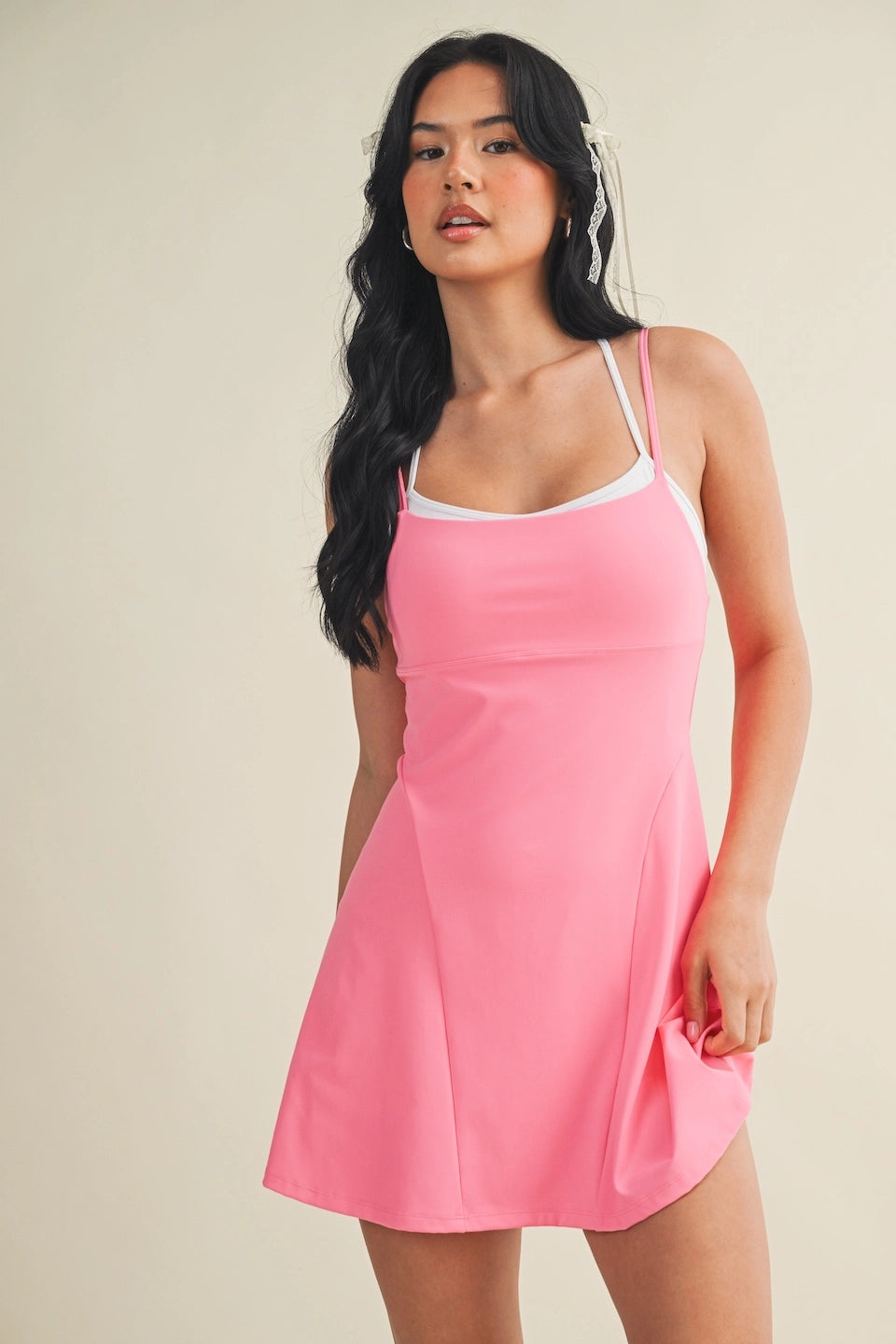 Double Layered Dress Hot Pink