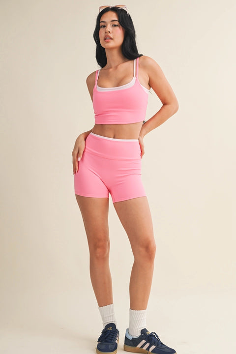 Double Layered Tank Top - Hot Pink