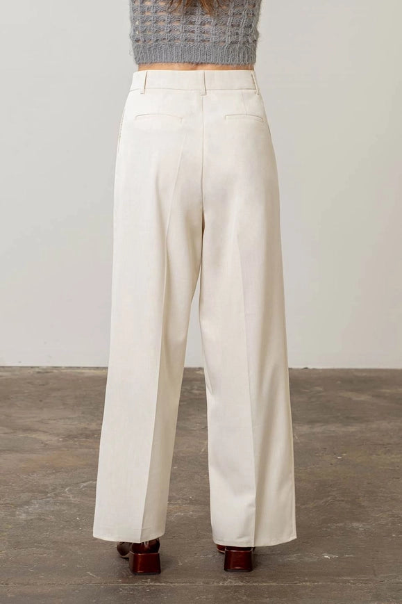 Double Pleats High Waist Pants-Pants-Moon River-S-IVORY-Urbanheer