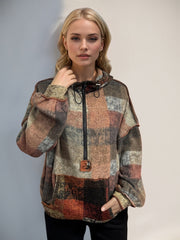 Double Take Full Size Half Zip Exposed Seam Fleece Hoodie-Street 360-Tangerine-S-Urbanheer