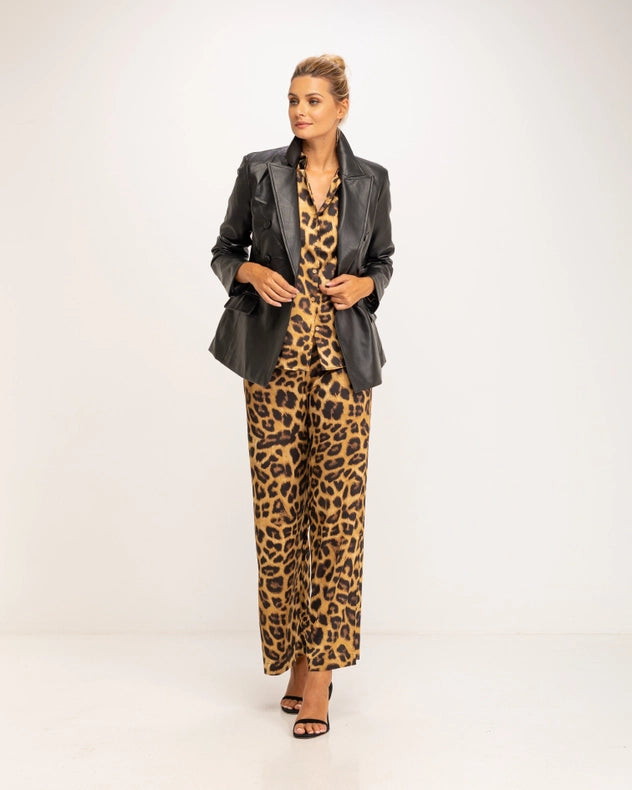 Double-Breasted Blazer Style Faux Leather Jacket-Jacket-Tantra-S-Urbanheer