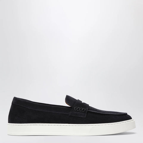 Doucal's Blue Suede Penny Loafers