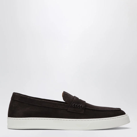 Doucal's Brown Suede Penny Loafers
