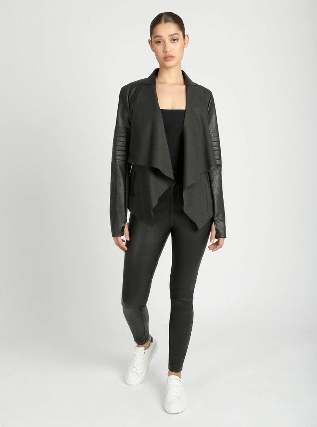 Drape Front Jacket - Heather Charcoal Jls-Jacket-Blanc Noir-XS-Heather Dark Charcoal-Urbanheer