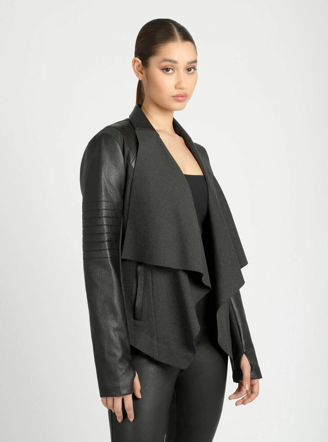 Drape Front Jacket - Heather Charcoal Jls-Jacket-Blanc Noir-XS-Heather Dark Charcoal-Urbanheer
