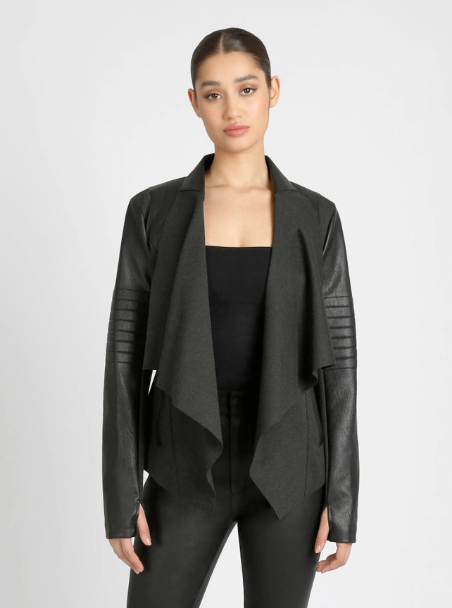 Drape Front Jacket - Heather Charcoal Jls-Jacket-Blanc Noir-XS-Heather Dark Charcoal-Urbanheer