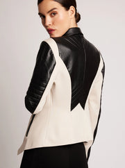 Drape Front Jacket Jls Clay-Jacket-Blanc Noir-S-Clay-Urbanheer