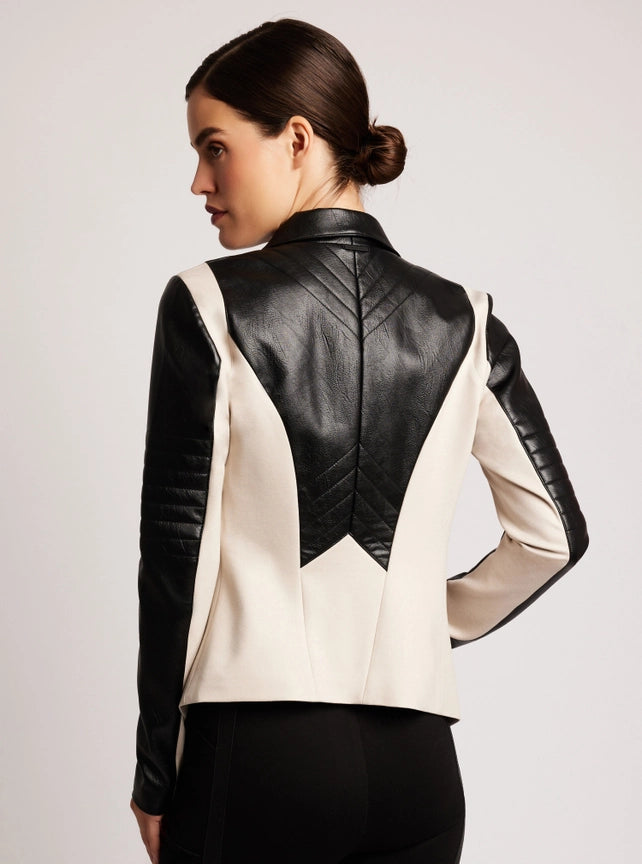 Drape Front Jacket Jls Clay-Jacket-Blanc Noir-S-Clay-Urbanheer