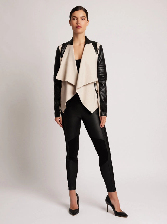 Drape Front Jacket Jls Clay-Jacket-Blanc Noir-S-Clay-Urbanheer
