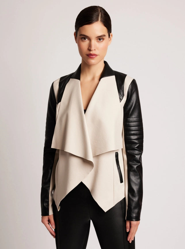 Drape Front Jacket Jls Clay-Jacket-Blanc Noir-S-Clay-Urbanheer