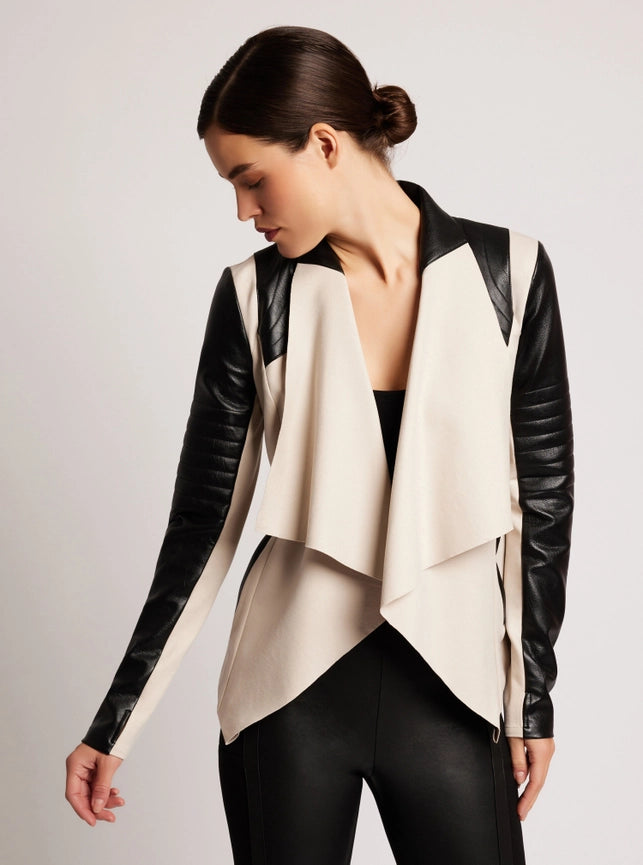 Drape Front Jacket Jls Clay-Jacket-Blanc Noir-S-Clay-Urbanheer