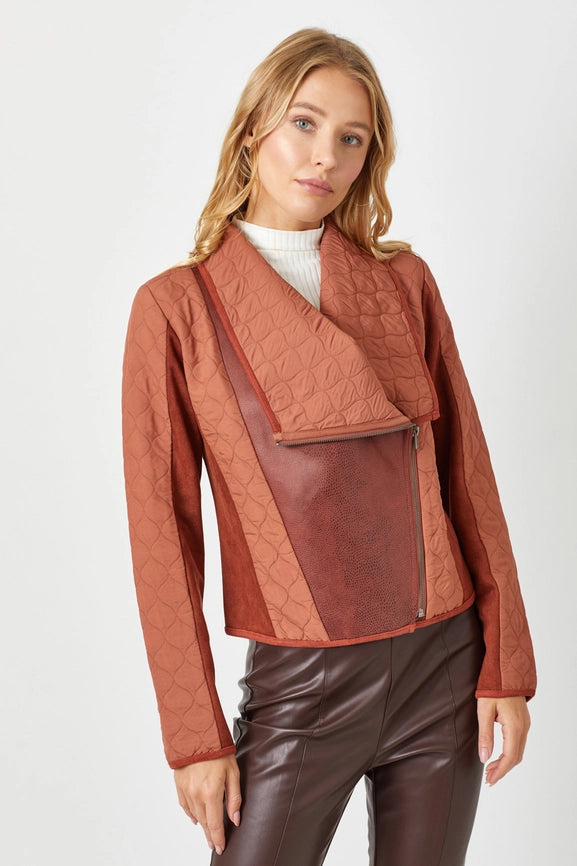 Drape Quilting Jacket Brick-Jacket-Mystree-S-Brick-Urbanheer
