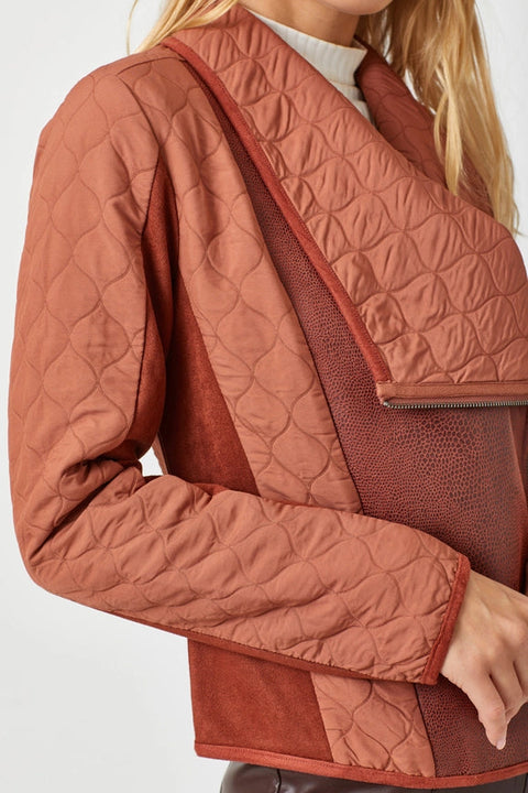 Drape Quilting Jacket Brick-Jacket-Mystree-S-Brick-Urbanheer