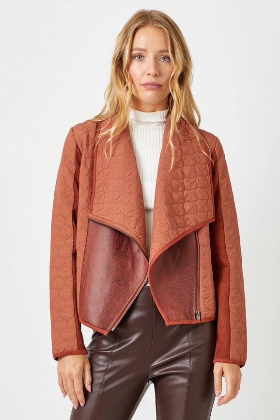 Drape Quilting Jacket Brick-Jacket-Mystree-S-Brick-Urbanheer
