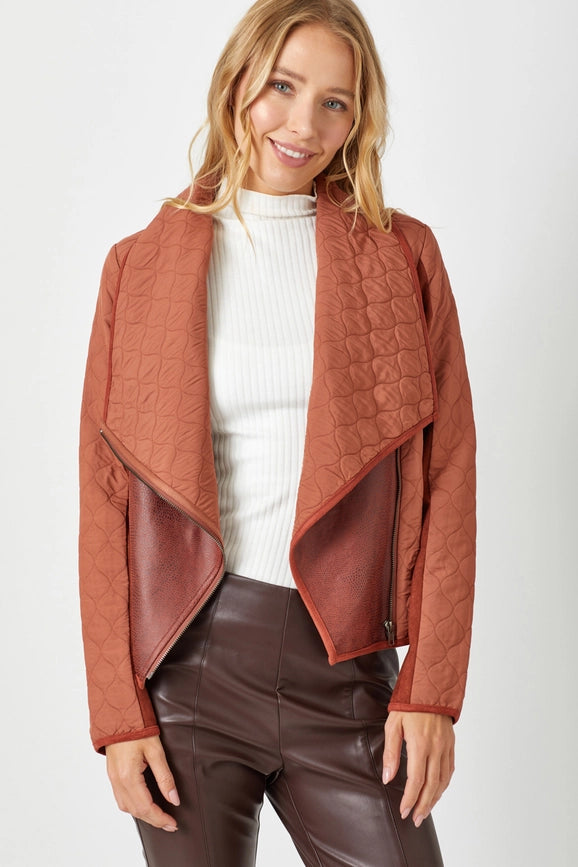 Drape Quilting Jacket Brick-Jacket-Mystree-S-Brick-Urbanheer
