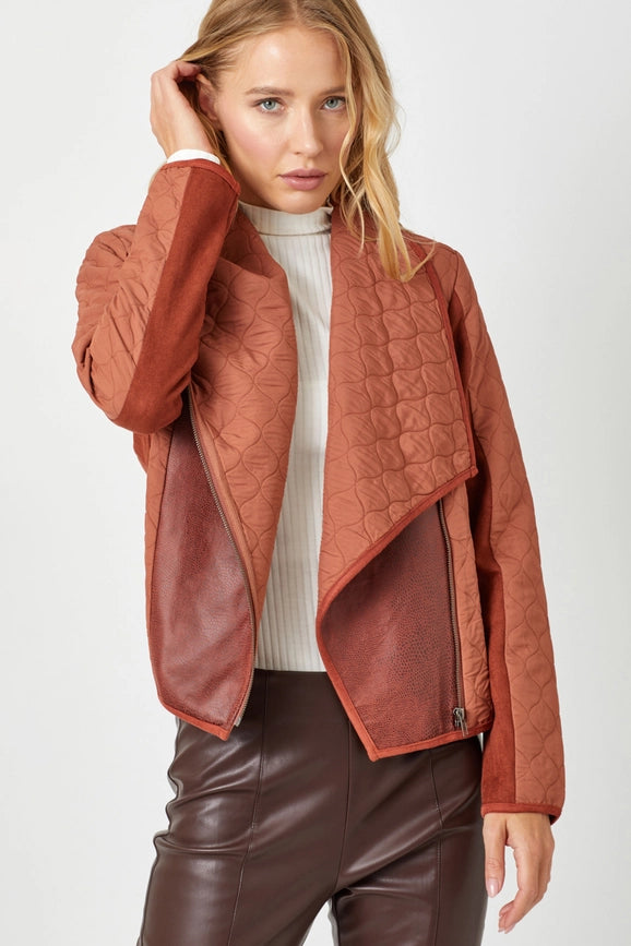 Drape Quilting Jacket Brick-Jacket-Mystree-S-Brick-Urbanheer