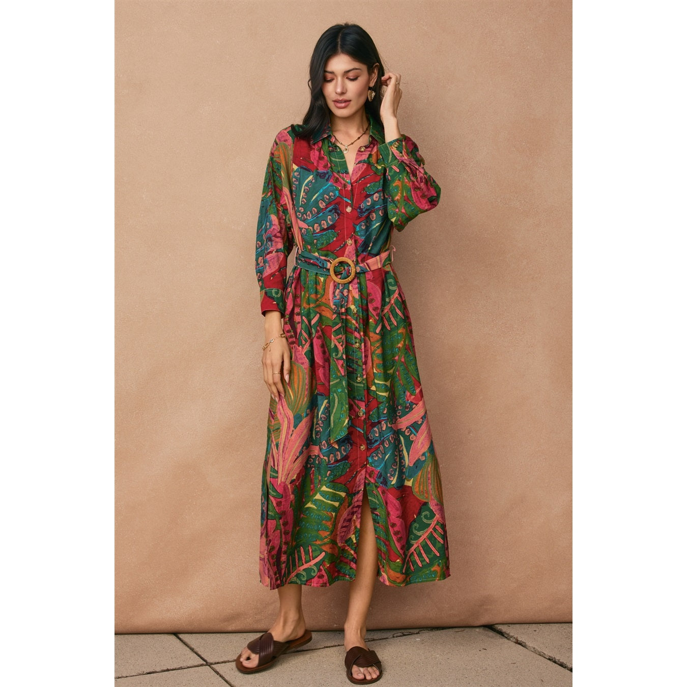 Drawing Dream Buckle Detail Midi Dress