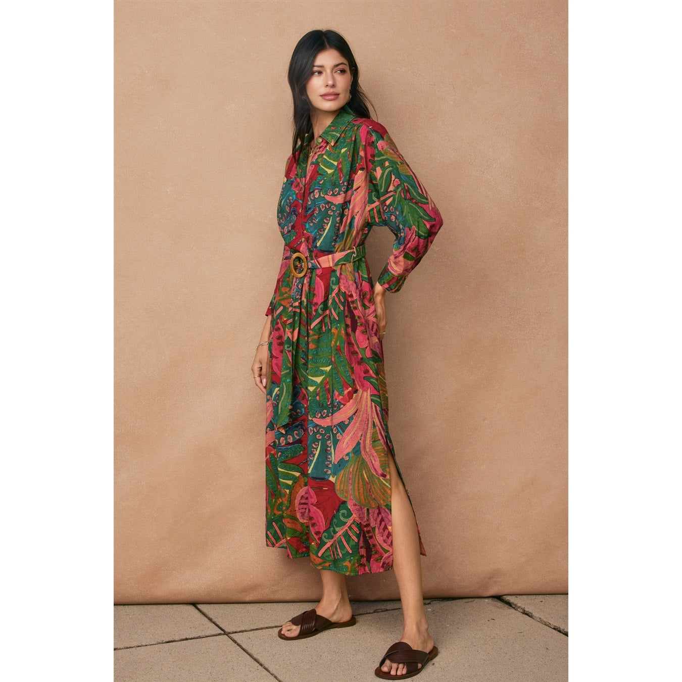 Drawing Dream Buckle Detail Midi Dress