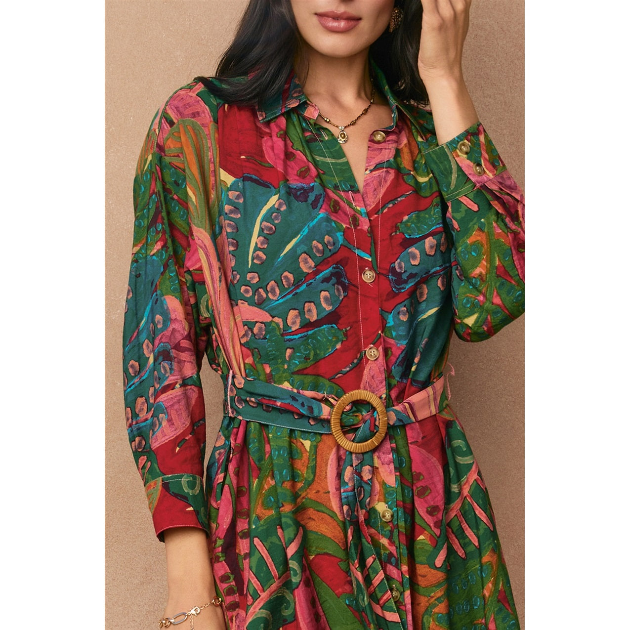 Drawing Dream Buckle Detail Midi Dress