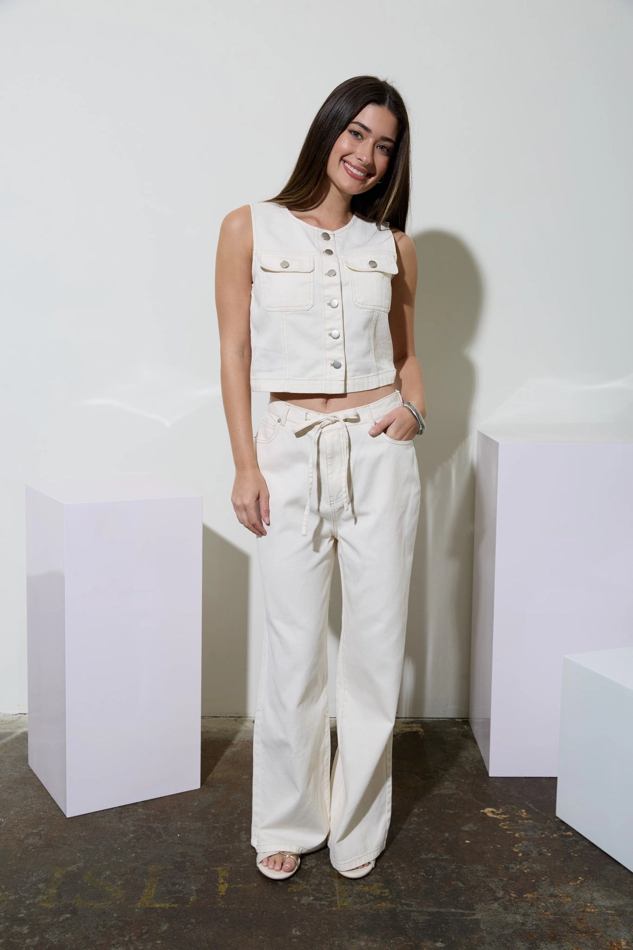 Drawstring Detail Denim Pants