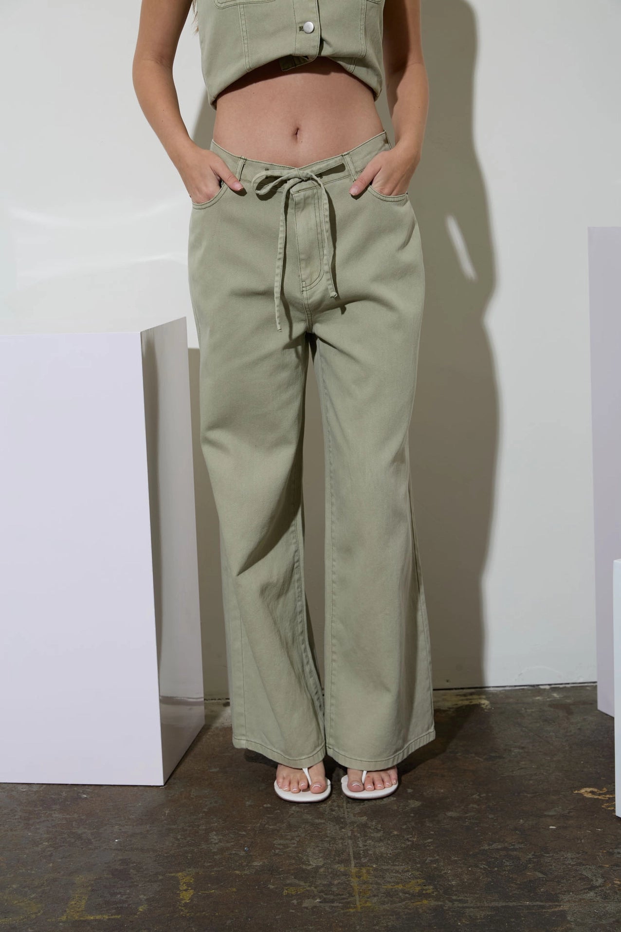 Drawstring Detail Denim Pants
