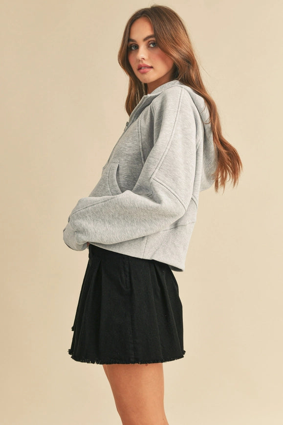 Drea Half-Zip Hoodie Heather Gray-Hoodie-AEMI + CO-S-Urbanheer