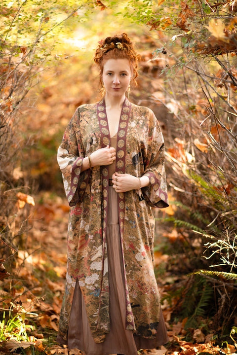 Dreamweaver Bamboo Kimono Duster Robe with Zodiac Signs-Kimono-Market of Stars-length 118cm width 78 cm-Urbanheer