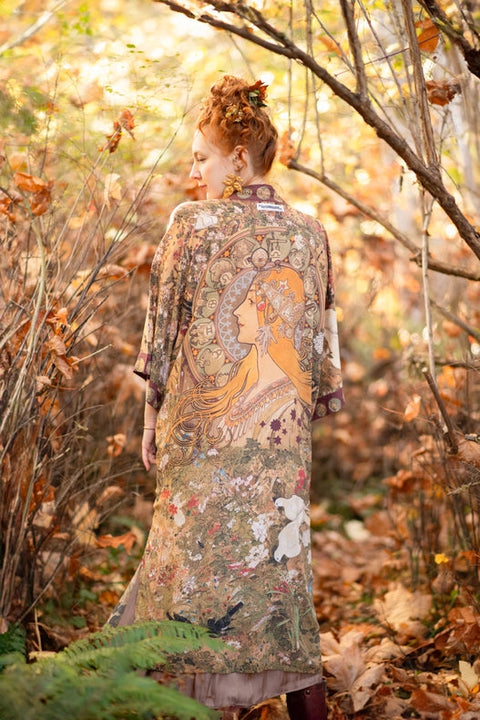 Dreamweaver Bamboo Kimono Duster Robe with Zodiac Signs-Kimono-Market of Stars-length 118cm width 78 cm-Urbanheer
