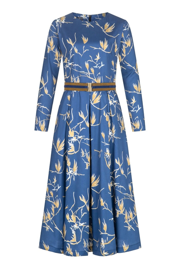 Dress with Belt and Branch Print-Dress-MARIANNA DÉRI-M-Urbanheer