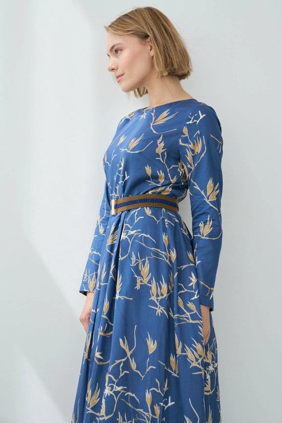 Dress with Belt and Branch Print-Dress-MARIANNA DÉRI-M-Urbanheer