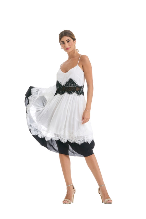 Dress with Suspenders and Lace Inserts-Dress-Miawhitemilano-S-Urbanheer