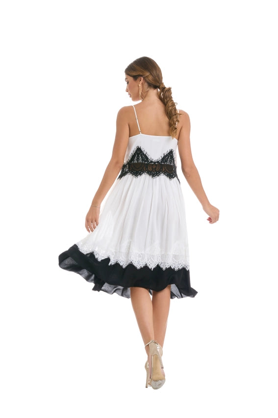 Dress with Suspenders and Lace Inserts-Dress-Miawhitemilano-S-Urbanheer