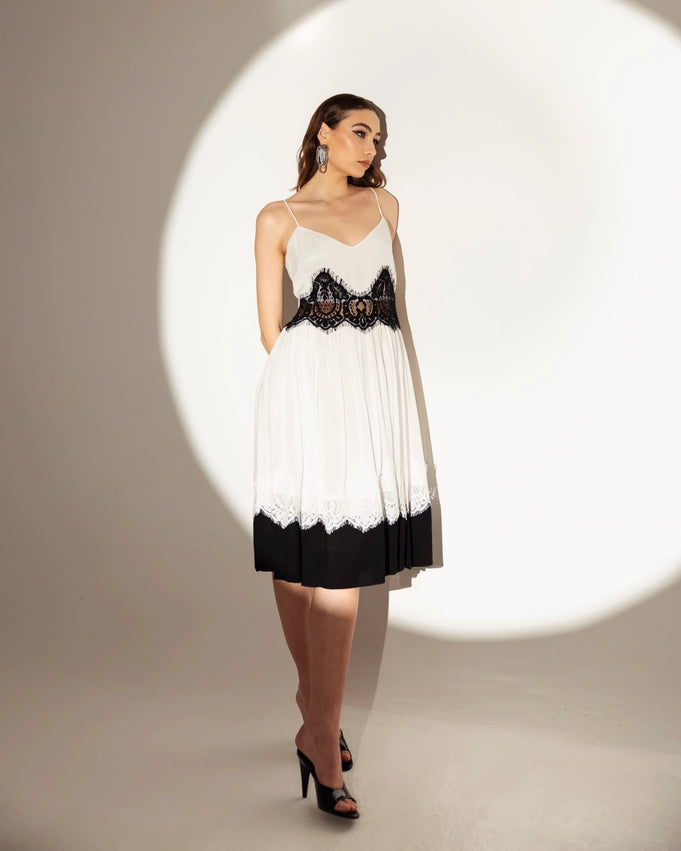 Dress with Suspenders and Lace Inserts-Dress-Miawhitemilano-S-Urbanheer