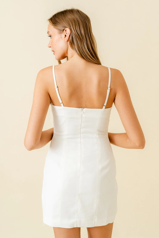 Dressy Cocktail Blazer Style Strap Mini Dress-Dress-Fore Collection-S-Off-White-Urbanheer