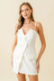 Dressy Cocktail Blazer Style Strap Mini Dress-Dress-Fore Collection-S-Off-White-Urbanheer
