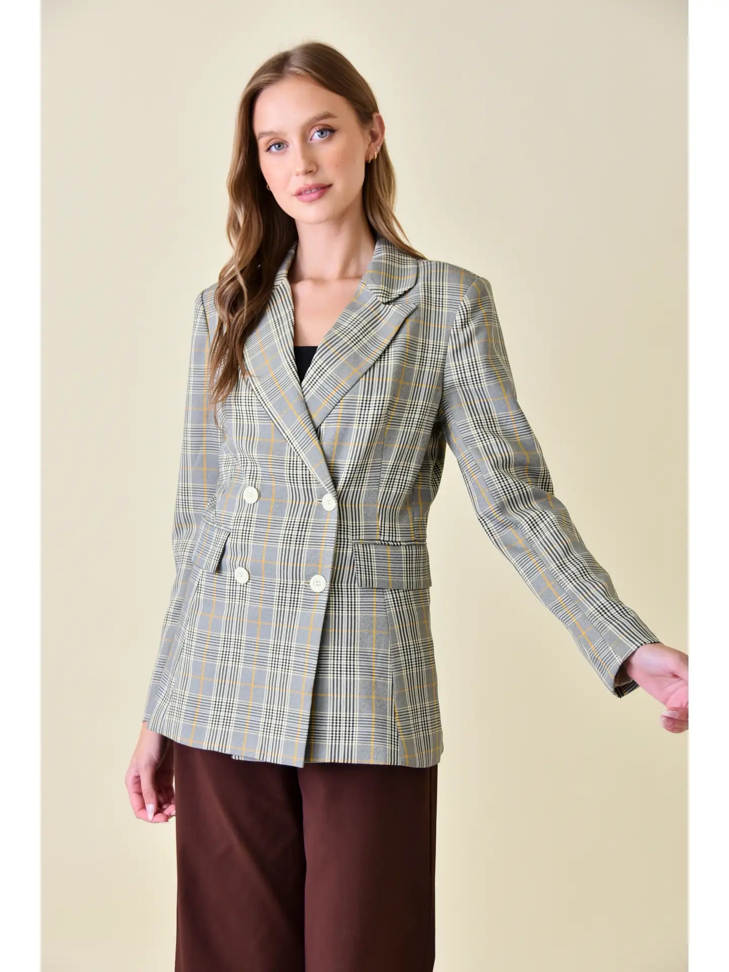 Dressy Preppy Plaid Checker Structured BLAZER
