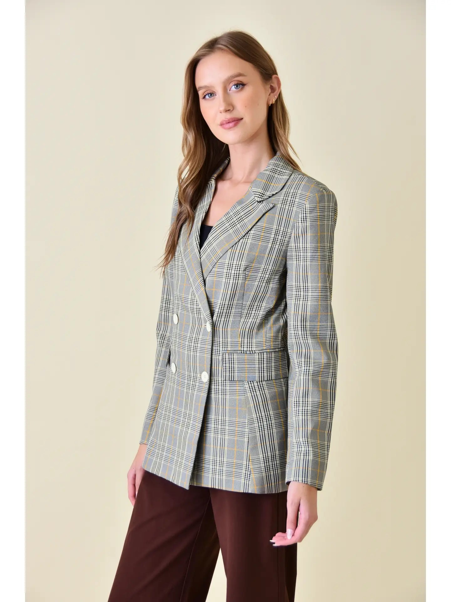 Dressy Preppy Plaid Checker Structured BLAZER